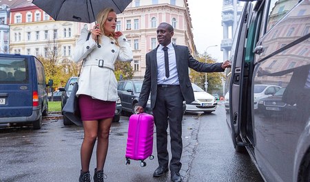 来自休斯顿的黑人出租车司机操美丽的金发客户的屁股