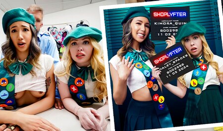 在收银处抓住了几个女童子军并对她们进行了暴露群交......